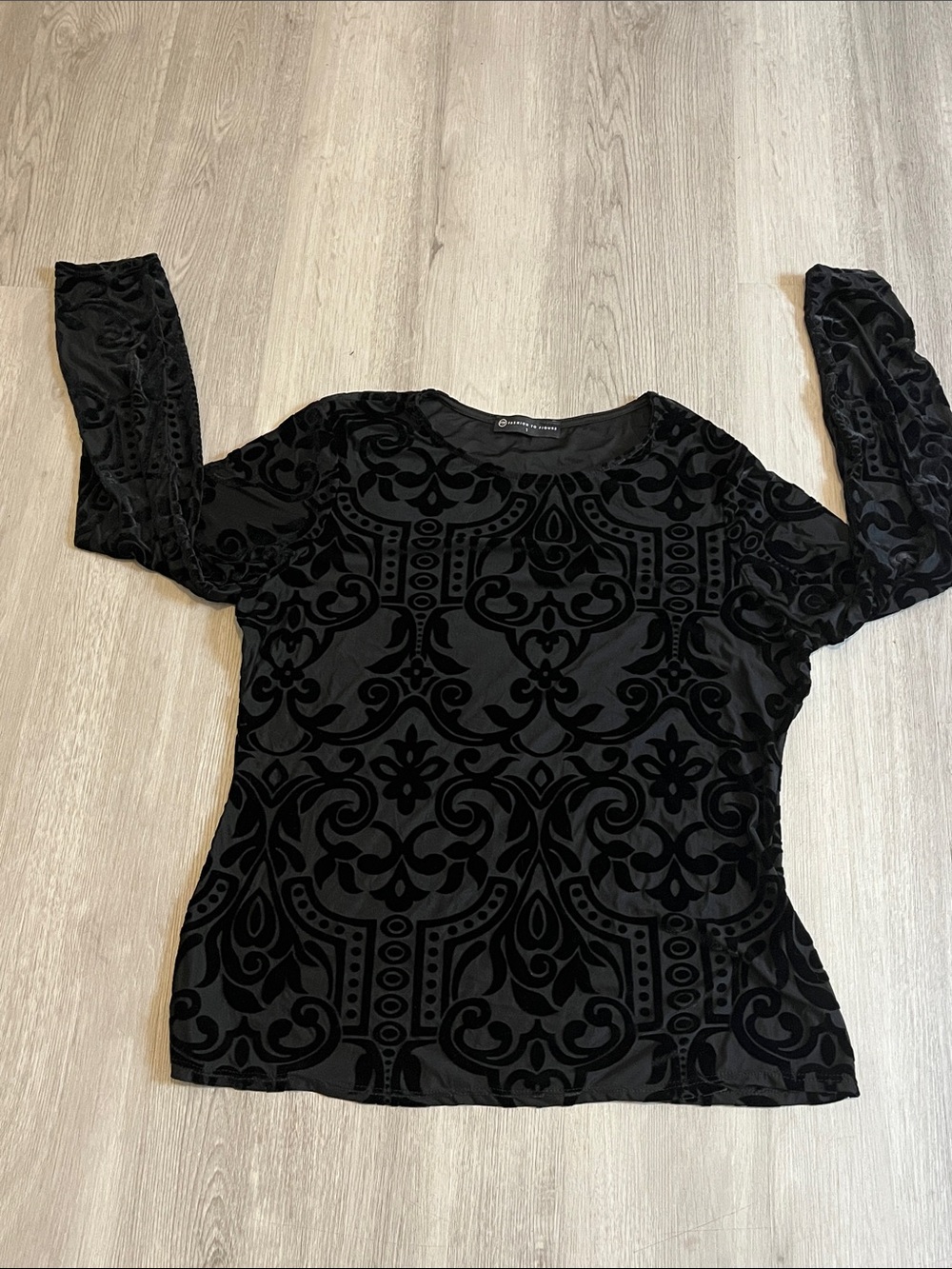 George Black Velvet Burnout Long Sleeve Tee Top
